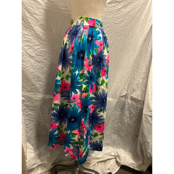 Vintage Women’s Skirt Tropical Floral 80s Style, Zip and Clip! - Picture 1 of 5